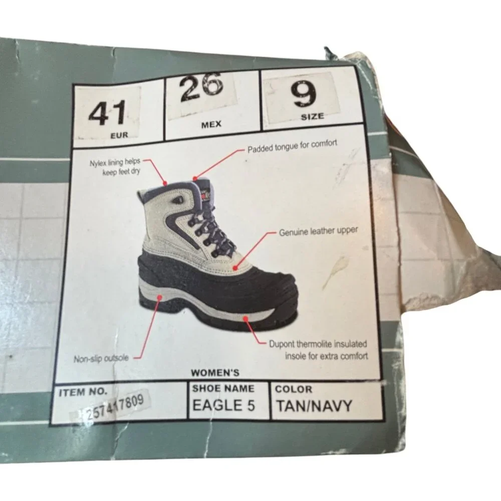 Ozark Trail Eagle 5 Thermolite Tan/ Navy Winter Snow‎ Boots Women USA 9 EUR 41
